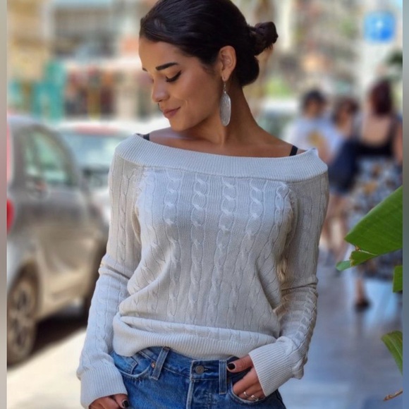 Lauren Ralph Lauren Y2K style Cable Knit off shoulder Sweater women’s size XL - Picture 2 of 8